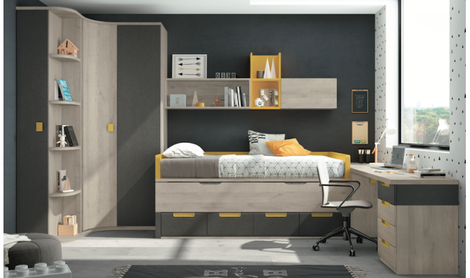 Dormitorio juvenil con armario moderno y barato - Hnos. García