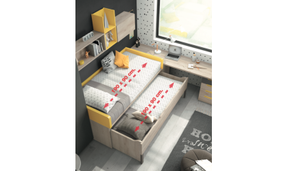 Dormitorio juvenil completo con modulos ocre en ACEM