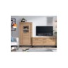 Conjunto de muebles de salón compuesto por mueble de TV con cuatro cajones y un armario en color madera natural en ACEM