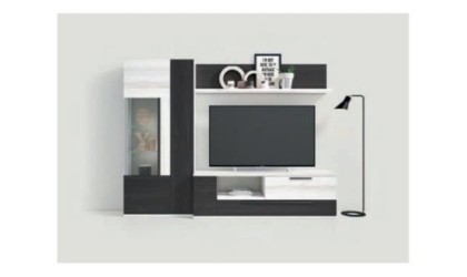Mueble de comedor en color blanco albo con acabados en negro bocamina en ACEM