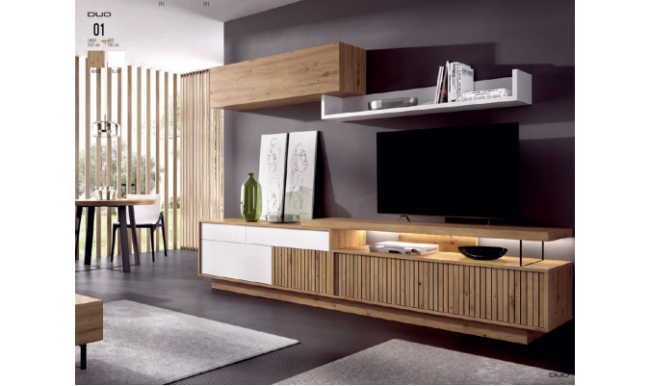 Mueble de salón en dos tonos de madera en ACEM