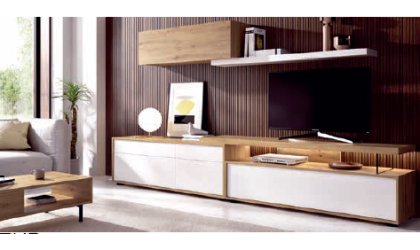 Mueble de salón en dos tonos de madera en ACEM