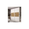 Armario de 200cm con dos puertas correderas en madera blanca con acabados en madera color mango en ACEM