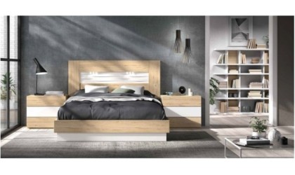Dormitorio completo en madera blanca con acabados en madera habana en ACEM