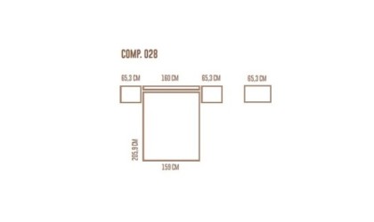 Dormitorio completo compuesto de cabecero, canapé con dos mesitas y comodín en madera en varios acabados en ACEM