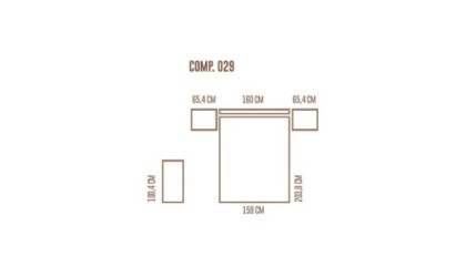 Dormitorio completo cabezal, mesitas y comodín en madera blanca con acabados en gris oscuro en ACEM