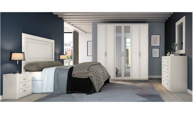 Dormitorio completo en color madera blanca en ACEM
