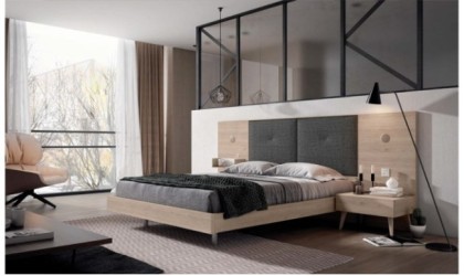 Cabecero de dormitorio tapizado en color gris oscuro en ACEM