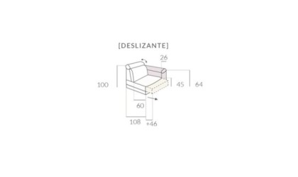 Sofá 3 plazas con asiento deslizante en ACEM