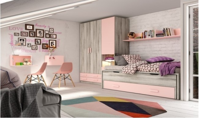 Habitación juvenil con armario moderna y barata en ACEM
