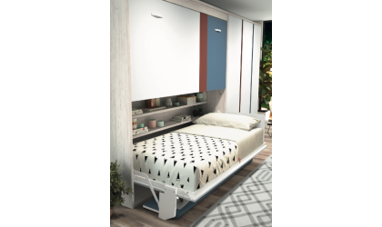 Dormitorio juvenil con cama doble abatible horizontal en ACEM
