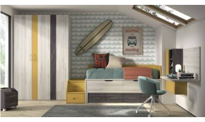 Dormitorio juvenil con dos camas en varios tonos en ACEM