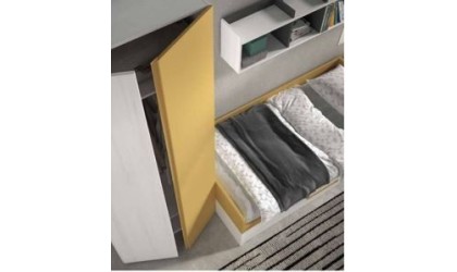 Dormitorio juvenil con armario, nido bicolor y mesita en ACEM