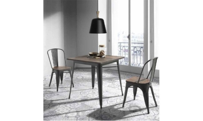 Composición de salón comedor mesa y silla de metal en ACEM