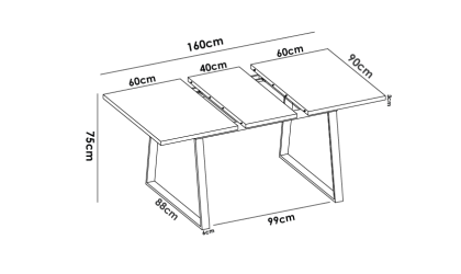Mesa extensible para comedor rectangular en ACEM