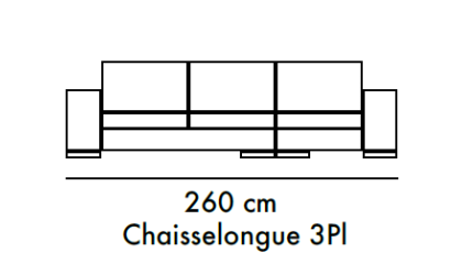 Sofá de 3 plazas y chaiselongue 260 cm en ACEM