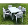 SET SICILY MESA + 6 SILLONES ALUM/TEXT.BLANCO en ACEM