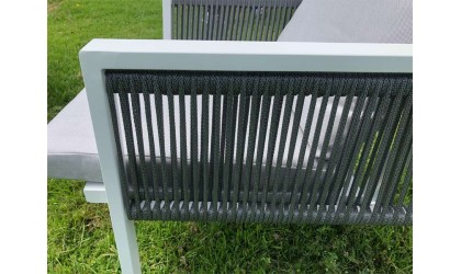 SET SICILY MESA + 6 SILLONES ALUM/TEXT.BLANCO en ACEM