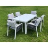 SET SICILY MESA + 6 SILLONES ALUM/TEXT.BLANCO en ACEM
