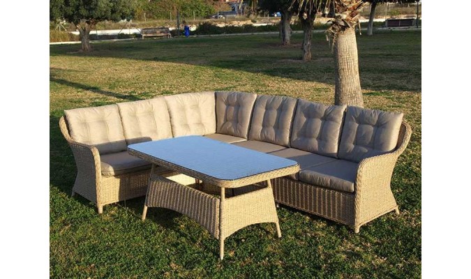 SET WM3303 SOFA RINC. ALUM/WICKER MARRON CLARO en ACEM