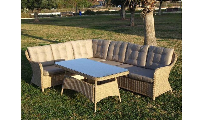 SET WM3303 SOFA RINC. ALUM/WICKER MARRON CLARO en ACEM