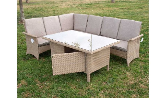 SET WM3312-3 SOFA RINC. ALUM/WICKER MARRON CLARO en ACEM