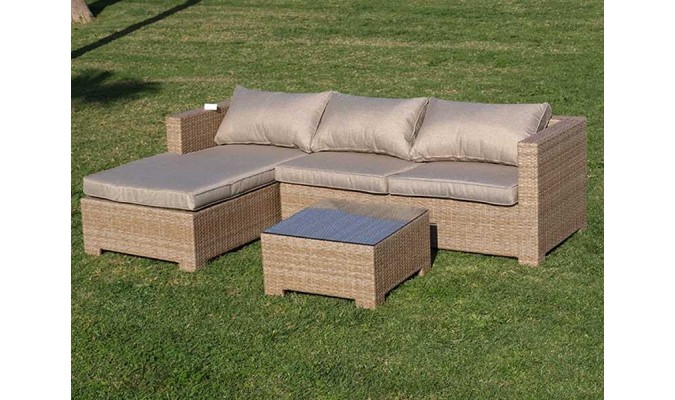 SET SOFA 3P+CHAISS.WM3105 AL/WICKER MARRON HS7148 en ACEM