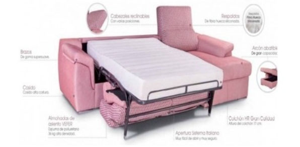 sofá cama rosa