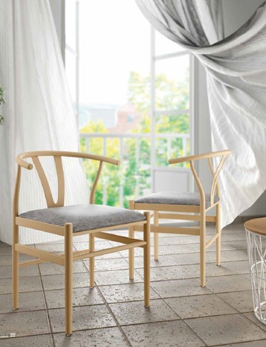 Pack de 2 sillas de metal con asiento tapizado