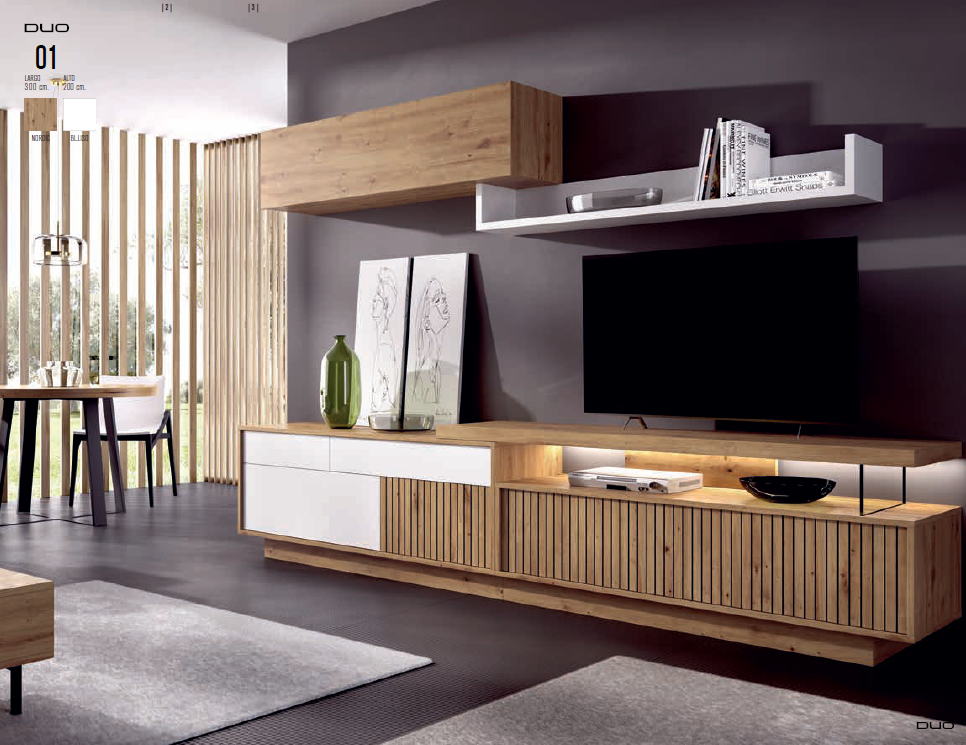 Mueble de salón en dos tonos de madera