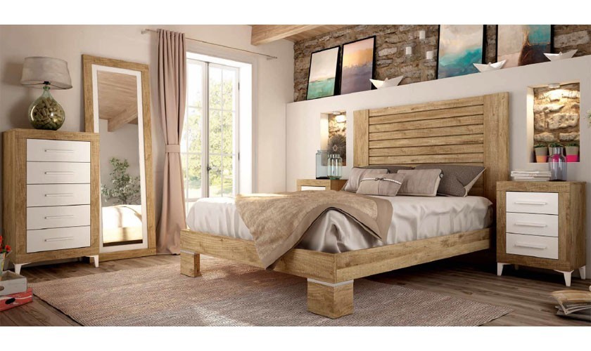 Dormitorio completo en soul blanco con acabado en madera mango