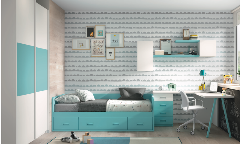 Dormitorio juvenil en blanco y  lago