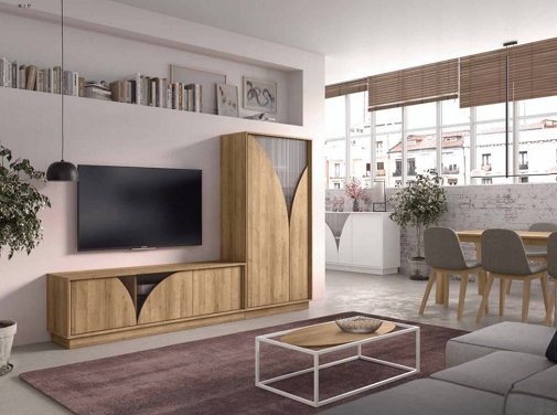 Mueble de salón con cristales